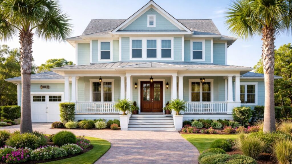 A lovely, newly painted house in Okatie, SC, showcasing the importance of hiring professional painters.